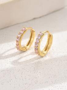 1 Paar modische 12 mm Creolen, minimalistisch, mehrfarbig, leichtgewichtig, Schmuck mit goldfarbenen Zirkonia - Alltagsschmuck für Frauen