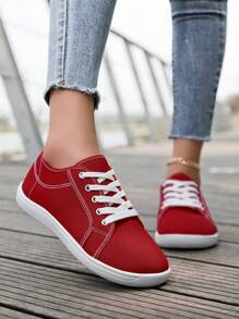 Spring/Summer New Simple Comfortable Wide-Toe Casual Sports Shoes, Unisex Low-Top Solid Color Breathable Flat Sneakers For Daily Casual Wear