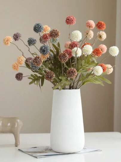 1 件 5 枝秋色蒲公英人造花，人造丝花家居装饰，适用于客厅、餐桌、插花