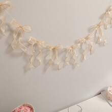 蝴蝶结丝带三角旗，白色、米色、黑色、粉色、蓝色、金色，节日派对装饰背景 - 彩色 - 查看 15