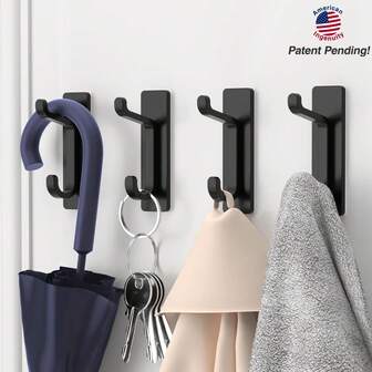 5pcs Coat Hanger, Hat Hanger, Towel Hanger, Key Hanger Wall Mounted Hooks: 10 Lbs Adhesive Door Hanger Rod