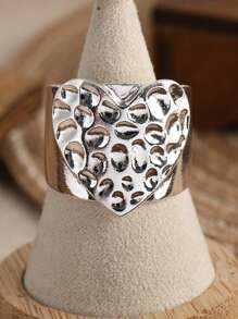 Simple And Fashionable Heart-Shaped Wide Ring, Personalized Jewelry Gift Suitable For Women's Daily Events