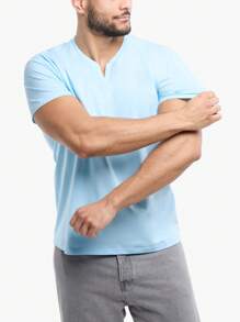 Men's Basic V-Notch Neck Short Sleeve T-Shirt