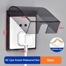 1 pieza Caja protectora autoadhesiva tipo 86 ultra delgada, impermeable, para toma eléctrica de pared, cubierta a prueba de salpicaduras para interruptor de pared en el baño