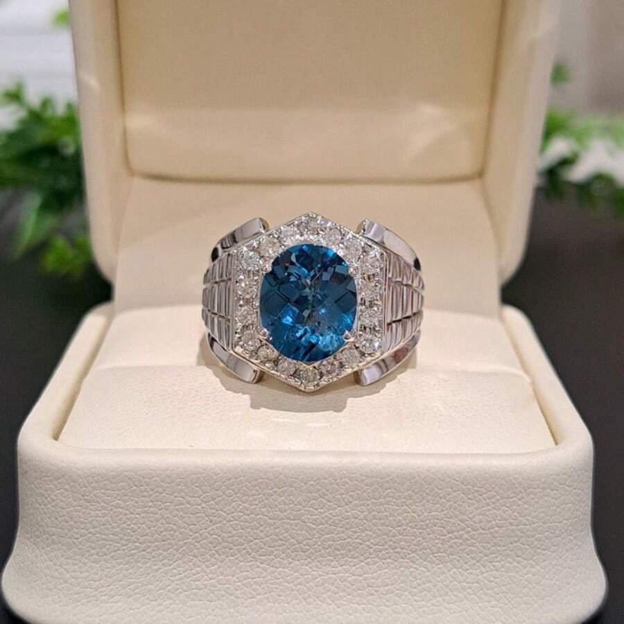 1 件男士时尚戒指，休闲风格合金方晶锆石镶嵌戒指，适合情人节、度假、通勤、约会、派对、婚礼、订婚、妻子/女朋友/母亲生日礼物、周年纪念、新年、所有季节