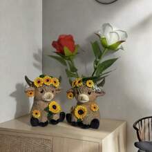 2pcs Creative Yak Vase - Dried Flower Vase - Desk Decoration Figurine Small Ornament Planter, Gift