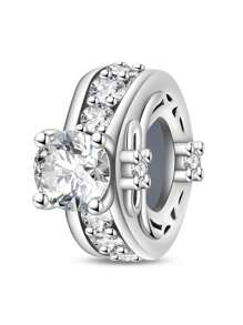 1 pièce Pendentif élégant en argent sterling S925 de la série Zirconia éternelle, pour créer des bracelets, colliers DIY, accessoires de bijouterie pour femmes, collier, bracelet, porte-clés, cadeaux de demoiselle d'honneur