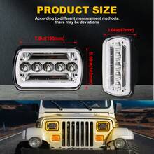 1/2PCS Rectangle H6054 LED Headlights 7x6 Headlamp Hi/Low Sealed Beam H4 9003 Plug 6054 H5054 Compatible With S10 Blazer Express Van/Wrang Ler YJ XJ Cherokee Truck Van - 1 Pcs - View 9