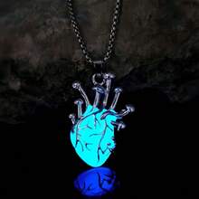 Nuevo [Colgante de corazón luminoso 3D] Collar unisex ciberpunk - Cadena de acero inoxidable - Accesorios de moda con efectos de iluminación multicolor únicos - Joyería clásica, disfraces de fiesta de Halloween, accesorios, regalos de vestir