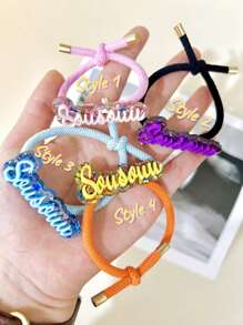 1pc Custom Acrylic Name Hair Rope, Four Styles To Choose From, Sweet Women's Hair Accessories, Hair Styling Accessories Adjustable Bow Ponytail Clip With Elastic Band, Suitable For Women, Perfect For Daily Surprise Gifts