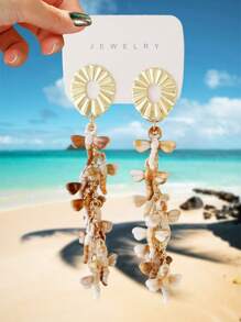 1 Par de Pendientes Bohemios con Colgantes de Mariposa, Estrella de Mar y Concha, Excelentes Regalos para Damas y Niñas, Accesorios para Playa, Casual y Fiesta