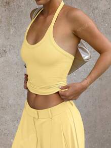 Casual Sexy Versatile Ribbed Spaghetti Strap Camisole, Spring/Summer