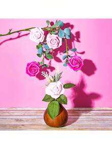 30 件人造玫瑰花头散装粉色玫瑰花头粉色仿花无茎假泡沫玫瑰迷你玫瑰花适用于 DIY 新娘送礼会婚礼花派对家居装饰