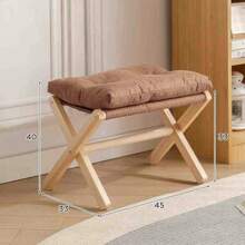 1pc Wooden Footstool, Multipurpose Foot Rest Stool For Living Room, Modern Ergonomic Design Shoe Bench