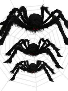 1 Stück Behaarter Spinnen Halloween Dekoration - Erschreckende Riesige Spinnen Prop für Garten oder Party Deko - Realistisch schwarze pelzige Spinne mit langen Beinen - Halloween Innen- und Außendekoration - Verschiedenfarbig - Übersicht 5