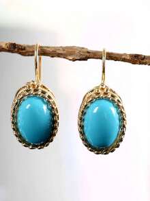 Oval Decor Stud Earrings - Multicolor - View 3