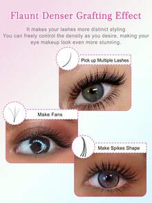 CoMango 12排柔软浓密的山茶花睫毛嫁接，0.07毫米3D俄罗斯貂毛睫毛，自然经典预制优质山羊毛单根睫毛，沙龙级睫毛簇，睫毛簇，单根睫毛，假睫毛 - 黑色 - 查看 8