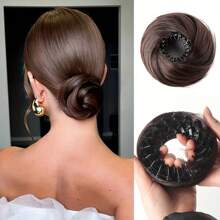4-Inch Expandable Elegant Women's Hair Bun Maker | High-Temperature Fiber, Suitable For All Hair Types, Safe Adhesive Design, Easy Bun Styling, Fashionable Black Hair Bun Maker