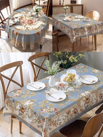 1pc Bohemian Pattern Tablecloth, Palace Kitchen Decor, Round Or Rectangular 3 Sizes, Polyester Fabric, Indoor/Outdoor Party Decoration, Holiday Decor, Suitable For Home Kitchen Decor And Event Parties