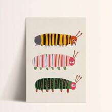 1 Stück/Set Insekten Wandkunst, Raupenposter-Drucke, moderne minimalistische bunte Insekten-Cartoon-Wandkunst für Schlafzimmerdekoration, ohne Rahmen