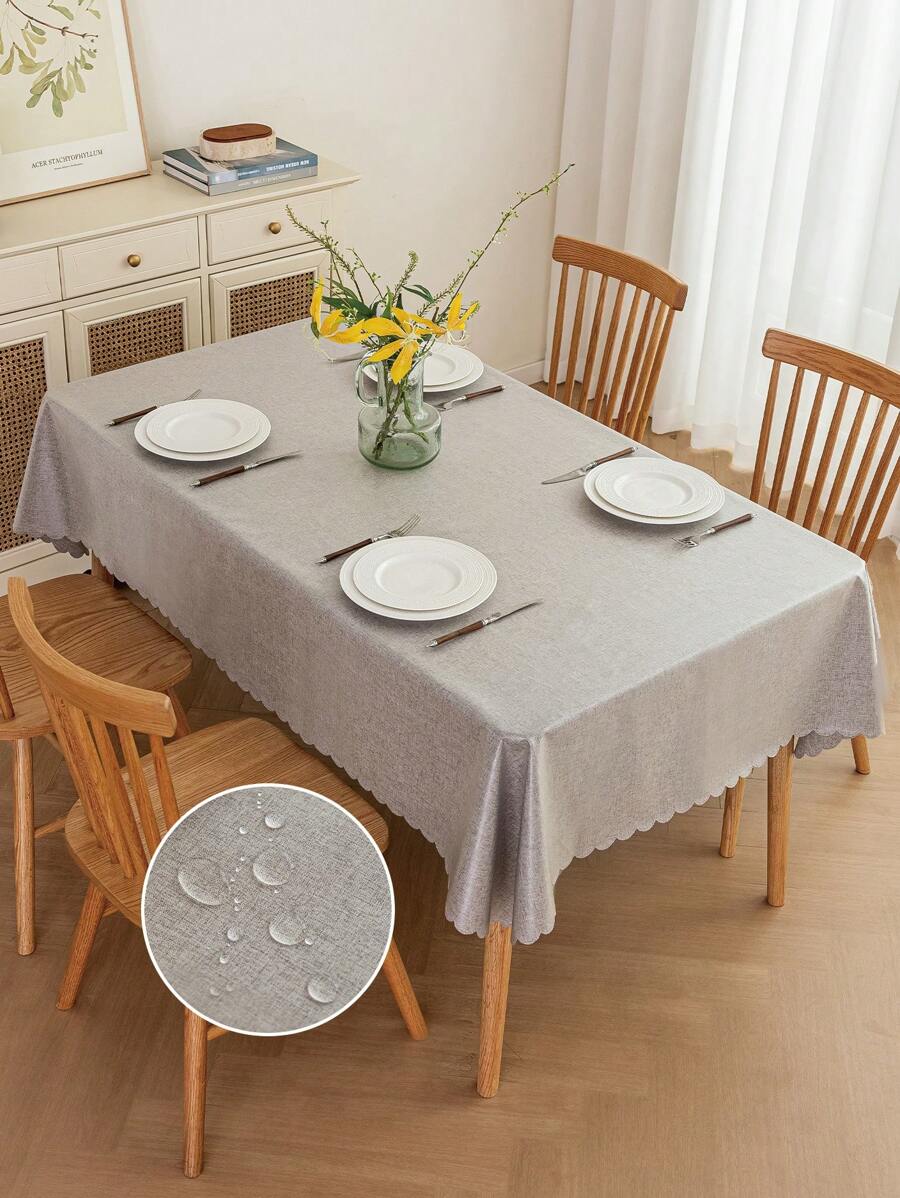1pc Plain Simple Linen-Like Table Cloth, Woven Polyester Rectangular Table Cover, Solid Color, Stain Resistant, Easy Clean, Suitable For Dining Room, Kitchen, Home Decor, Table Top, Perfect For Gatherings, Parties And Decoration