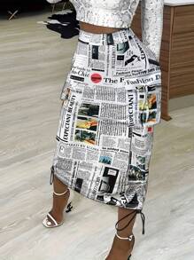 Nuova gonna corta alla moda e chic, stile casual da strada, con stampa digitale creativa, ampia e comoda, per donne