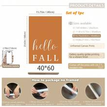 1pc, Canvas Hanging Picture, Framed Art Decoration, Ready To Hang, Wall Arts, Posters, Wall Art With Frame, Orange "Hello Fall", Wall Art, Autumn Leaves Prints, Modern Fall Decor, Pumpkin Decor, Fall Quotes Posters, Fall, Maple Leaf Decoration Posters, Halloween, Halloween Fall Decor, Room Decor, Dorm Decor ,Halloween Decor Home Decor