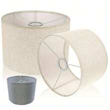 1 件天然亚麻灯罩，台灯鼓形灯罩，经典现代大鼓形灯罩，米色落地灯罩天然亚麻手工制作最佳礼物