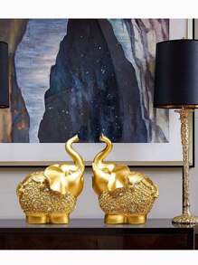2 pièces Figurine d'éléphant porte-bonheur créative, artisanat pour le salon, le bureau, le pendaison de crémaillère, Noël, la remise des diplômes, les cadeaux d'anniversaire
