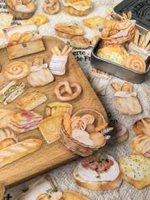 1 Packung mit 100 Stücke Vintage Mini Brot Sandwich Lebensmittelmuster PET Dekoration Aufkleber, Schulmaterial, Rückkehr zur Schule