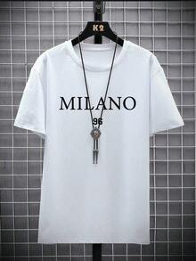 ZIVRE Men's Short Sleeve Casual T-Shirt With Letter Graphic Print, For Friends - White 2 - View 7