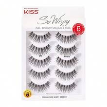 KISS So Wispy Fake Eyelashes Multipack #09, Easy-To-Apply Lightweight False Eyelashes, 100% Cruelty-Free Natural Human Hair, Reusable And Contact Lens Friendly, 5 Pairs - White - View 1