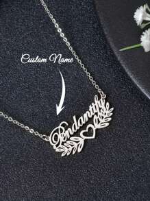 1 pièce Collier pendentif personnalisé avec couronne en forme de cœur et nom. Collier avec plaque à nom exquis en acier inoxydable. Cadeau personnalisé pour la Saint-Valentin, anniversaire, Noël pour la petite amie, la mère, l'amie