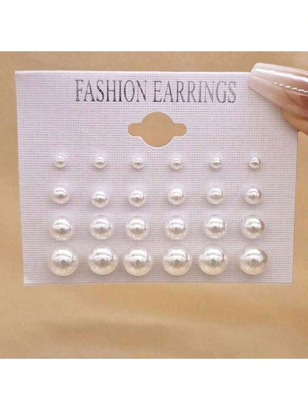 12pcs/Set Minimalist Fashion Versatile Cute Pearl Stud Earrings Combo