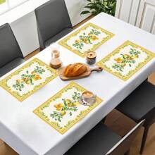 1pc/4pcs/6pcs Vintage Country Style Pattern Printed Linen Placemats, Suitable For Dining Table, All Season Home Decor, Modern Washable Tabletop Mats, Room Decoration, Placemats, Coasters, Kitchen Dining Mats, Party Supplies, Ideal Gift