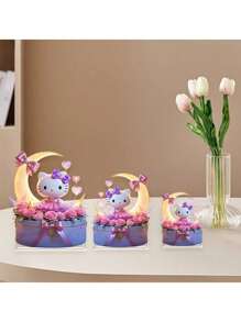 Sanrio 3 Stücke Ferienhaus-Tierstatuen-Ornament, kreative süße Pyjama-Frosch-Statuen-Ornamente aus Harz, geeignet für Wohnzimmer, Schlafzimmer, Arbeitszimmer, Büro, Desktop-Statuen-Ornamente
