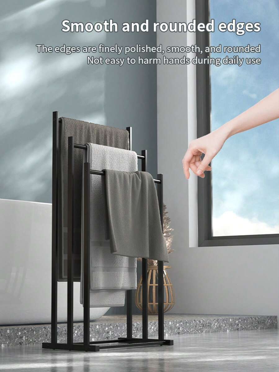 1 pezzo Portasciugamani a 3 ripiani da terra, portasciugamani verticale, alta capacità, facile da installare, adatto per riporre asciugamani in bagno, toilette, vasca da bagno all'aperto, accessori da bagno, accessori per lo stoccaggio, portasciugamani