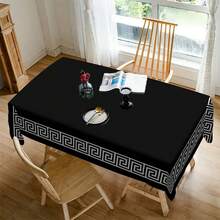 1/20pcs Elegant Grey And Golden Geometric Tablecloth - Wrinkle-Resistant Polyester, Machine-Woven Rectangular Design For Indoor/Outdoor Dining, Parties, And Everyday Decor, Table Decor - Multicolor - View 20