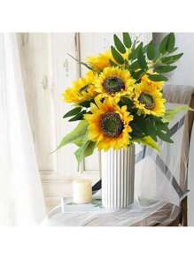 3 Packungen Künstliche Sonnenblumen im Glamour-Stil mit abnehmbaren Köpfen - Vollblühende Seidensonnenblumen mit langen Stielen für Heim- und Hochzeitsdekoration