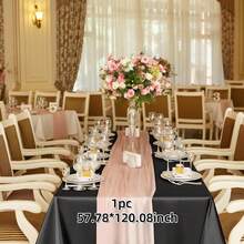 1pc Rose Gold Satin Table Cloth, Romantic Polyester Rectangle Tablecloth Suitable For Valentine's Day, Wedding, Holidays, Birthdays And Banquets, Parties, Ideal For Creating A Festive And Elegant Atmosphere, Wedding Decor - Solid Color - View 23
