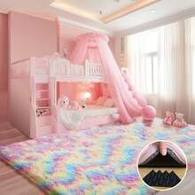Extra Soft, Fluffy Rug For The Bedroom, Shag Rug For The Living Room With 4 Non-Slip Rug Pads, Multiple Sizes Available, Large, Cozy Shag Rug For Boys And Girls' Room Decoration, Non-Slip Nursery Rug, Modern Shag Rug For Indoor Use, Cream White - 紮染彩虹 - 查看 5