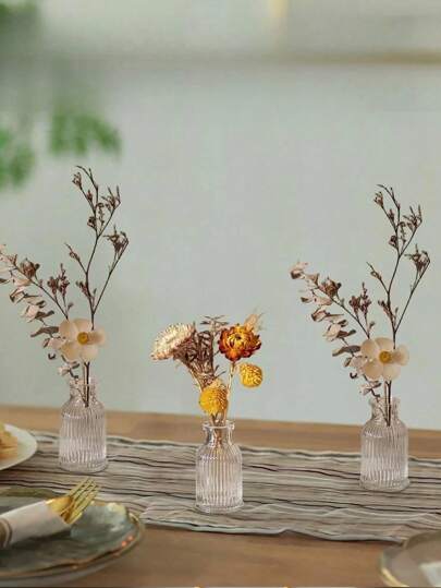 1Set Vintage Mini Flower Vase, Various s, Small Bud Vase Centerpieces,Clear Pot Carving Perfect Rustic Wedding, Gathering Tafel ation,Home ,Flower Vase,Centerpiece,Table Moderne Bohemian Room Glass view 3