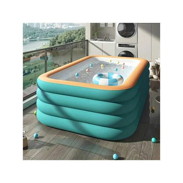 Outdoor Garden Inflatable Pool - Colorful & Durable PVC Swimming Pool For Summer Family Fun, Pet Bathing And Outdoor Water Parties - Rectangular Design, Smooth Surface, 158.5-Gallon Capacity, Suitable For All Seasons, Outdoor Recreation | Fun Pool Design | Smooth Surface Pool