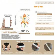 宇宙梦想家婴儿房三件套：1/3 太空冒险版画，配有漂浮的宇航员、土星环和复古火箭 - 独家婴儿星系墙饰套装。太空婴儿房装饰，宇航员婴儿墙饰，漂浮的星球版画，复古火箭婴儿房装饰， - 彩色 - 查看 26