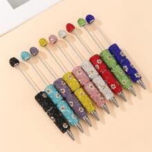 5pcs Luxury Flash Artificial Diamond Heavy Industry Gemstone Beaded Ballpoint Pen Diy Material Package Diy Pen Silicone Beads Focus Beads Jewelry Accessories Toys Stationery Creative Crafts - Multicolor - View 2