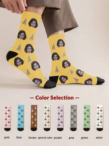 1 par de calcetines de tubo medio personalizados con rostro de mujer, pon cualquier rostro en los calcetines, calcetines personalizados con fotos, pares de imágenes personalizadas interesantes con calcetines de longitud media a larga, apropiados para el Día de San Valentín, cumpleaños, regalos y otras ocasiones