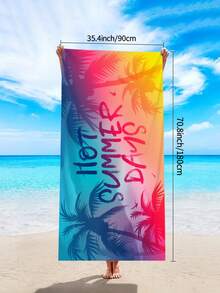 1pc Ultra-Fine Fiber Large Beach Towel, Summer Elements, Coconut Tree Color Gradient Beach Towel, Beach, Summer, Vacation, Quick Drying Bath Towel, Absorbent Bath Towel, Suitable For Swimming, Travel, Summer, Sports, Bathroom, Swimming Pool, Yoga, Camping, Ultra-Fine Fiber Multifunctional Beach Towel, Beach Essentials, Beach Accessories, Pool Float - Multicolor - View 9