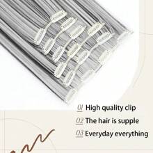 The 24-Inch 16-Clip Hair Extension Long Straight Hair Synthetic Wig Is Versatile For Daily Use