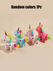 1 pièce Mignon Poupée en peluche de compagnon animal de dessin animé à motif licorne, douce et sûre, poupée non mâchable (couleur aléatoire)