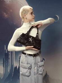 1 件复古 Y2K 机车女孩手提包，朋克风格单肩包，独特的千禧斜挎包，配有可调节肩带，适合外出、通勤、大学、工作、旅行、拍照